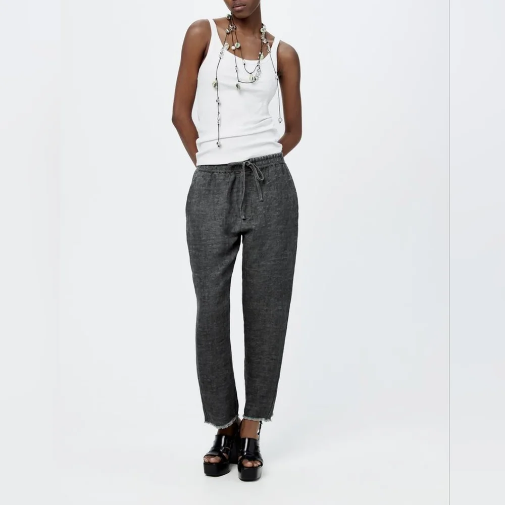 ZARA ZW COLLECTION LINEN BLEND JOGGER PANTS